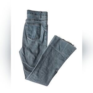 PRETTY LITTLE THING Mid Blue Wash Bootcut Raw Hem Jeans | SZ 4